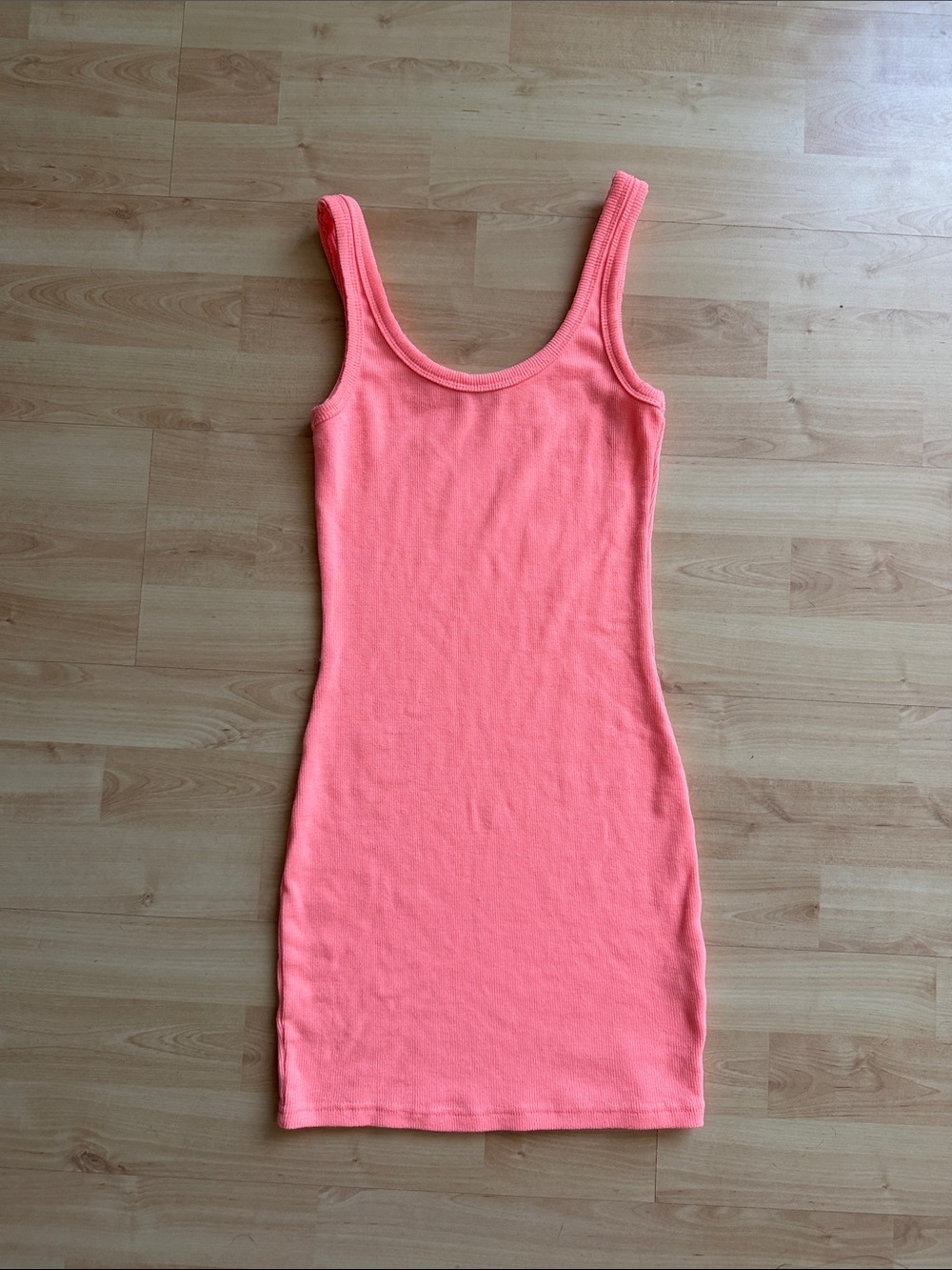 Fashion Nova Neon Coral Pink Ribbed Tank Dress